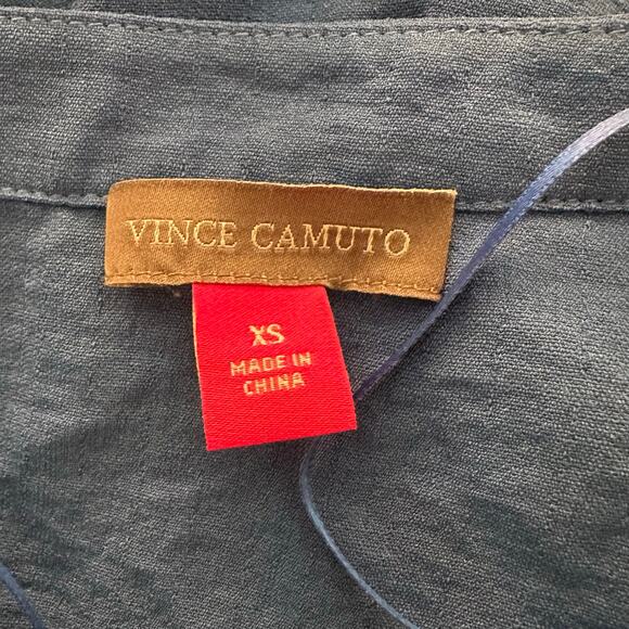 Vince Camuto Women Sapphire Blue Ruffle Sleeve Split Neck Blouse Size XS - NWT - Picture 6 of 8